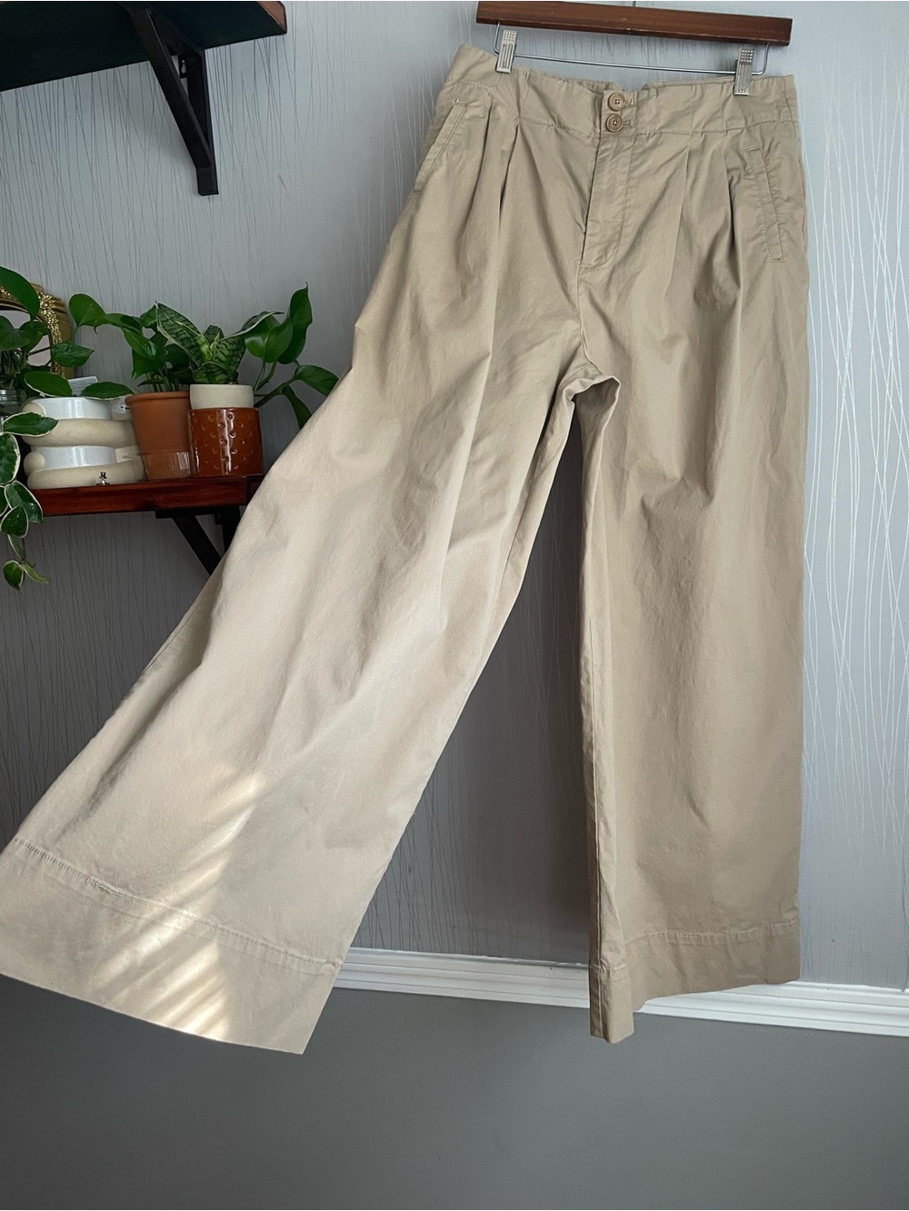 Maeve by Anthropologie Khaki Wide Leg Pants Women’s Size 10 Pleated High Rise - Picture 5 of 12
